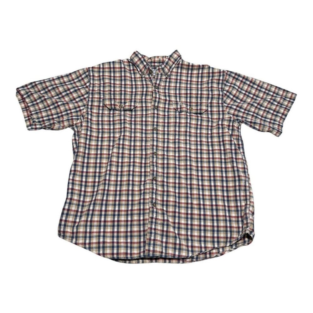 Carhartt S276 DKT Plaid Multicolor Button Up Short‎ Sleeve Shirt Adult XL